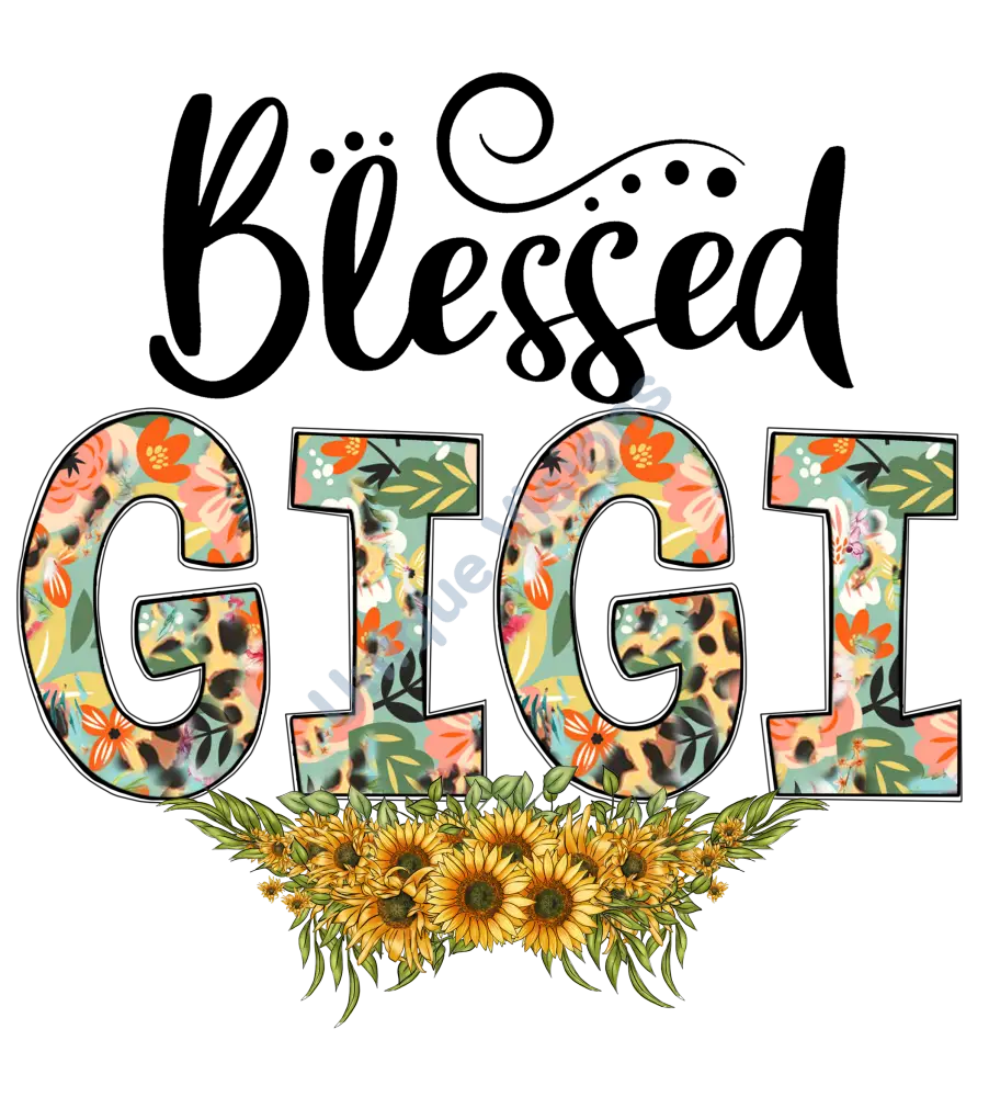Colorful Blessed GIGI with flowers Single