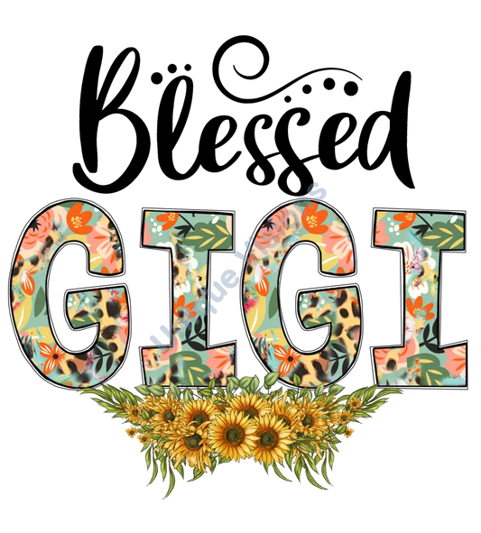 Colorful Blessed GIGI with flowers Single