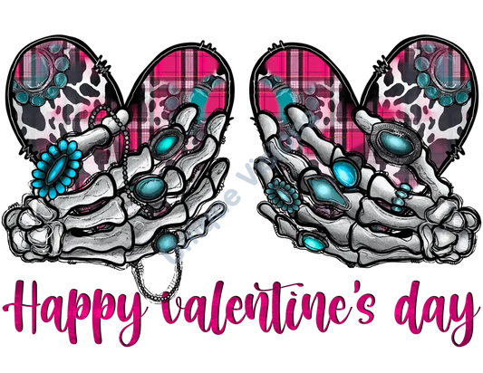 Happy Valentines Day Skeleton Hands Single
